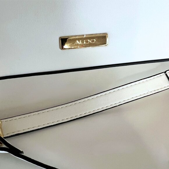 ALDO White Quilted Magnetic Flap Handbag,  Chain Strap Crossbody Bag, ALDO Bag - Picture 10 of 10